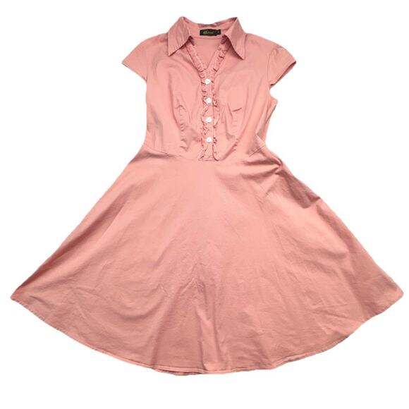 Womens Wedtrend Pink Peach Size XL Vintage Style Heart Button Swing Dress Cotton - Picture 1 of 9